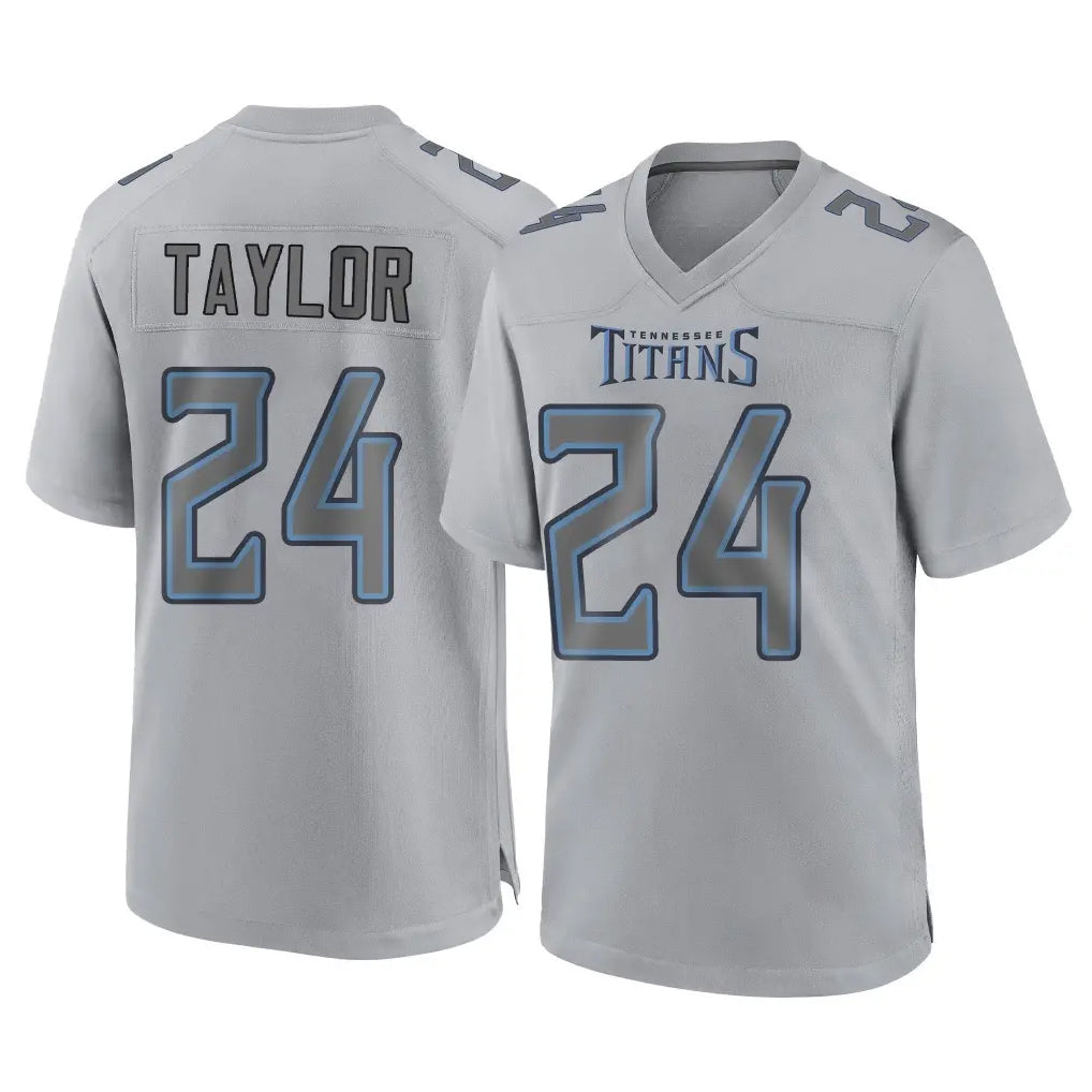 Vanessashop T.Titans #24 Alontae Taylor Player Gray Atmosphere Fashion Home Game Stitched Jerseys