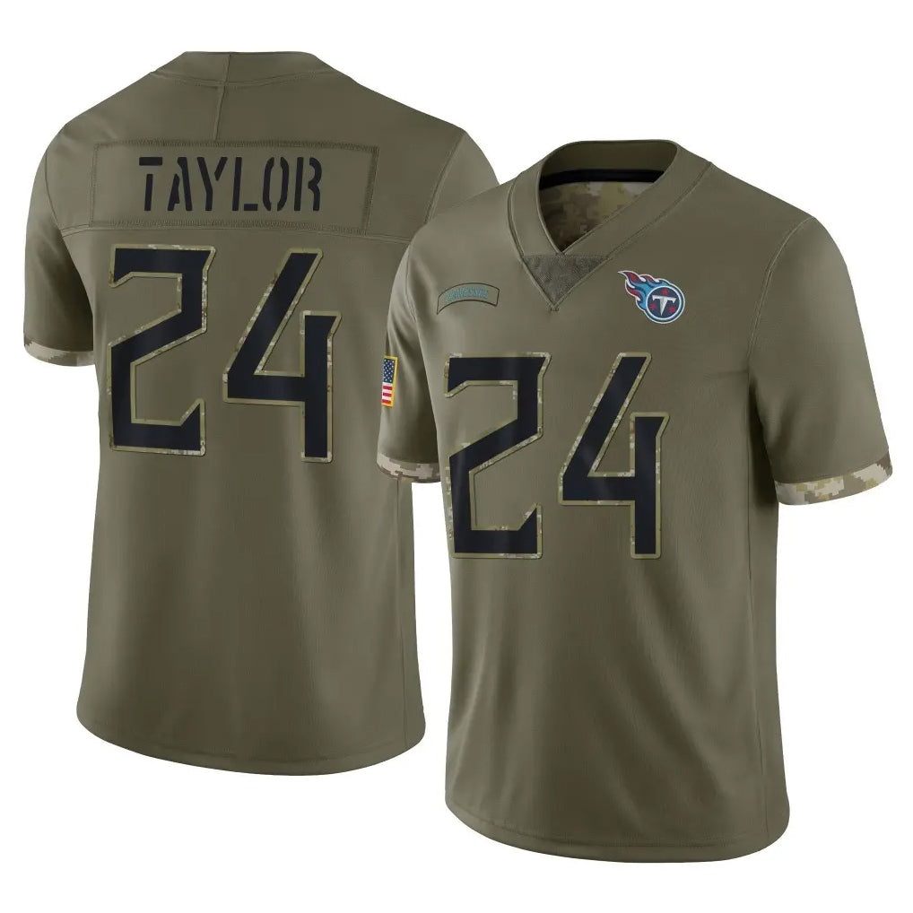 Vanessashop T.Titans #24 Alontae Taylor Player Olive Limited Salute to Service Home Game Stitched Jerseys