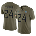 Vanessashop T.Titans #24 Alontae Taylor Player Olive Limited Salute to Service Home Game Stitched Jerseys