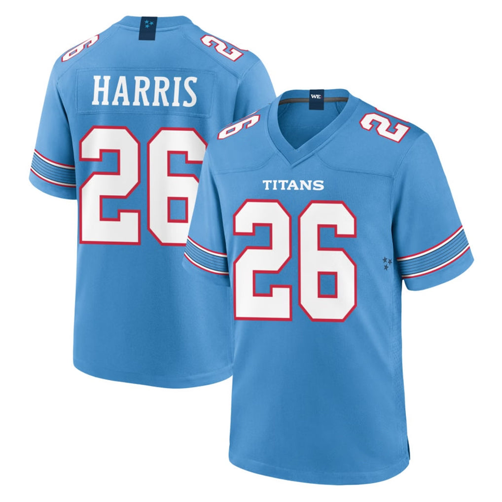 Vanessashop T.Titans #26 Marcus Harris Player Light Blue 2026 Game Home Stitched Jerseys