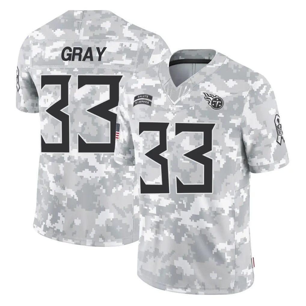 Vanessashop T.Titans #33 Cedric Gray Player Arctic Camo Limited Salute to Service Home Game Stitched Jerseys