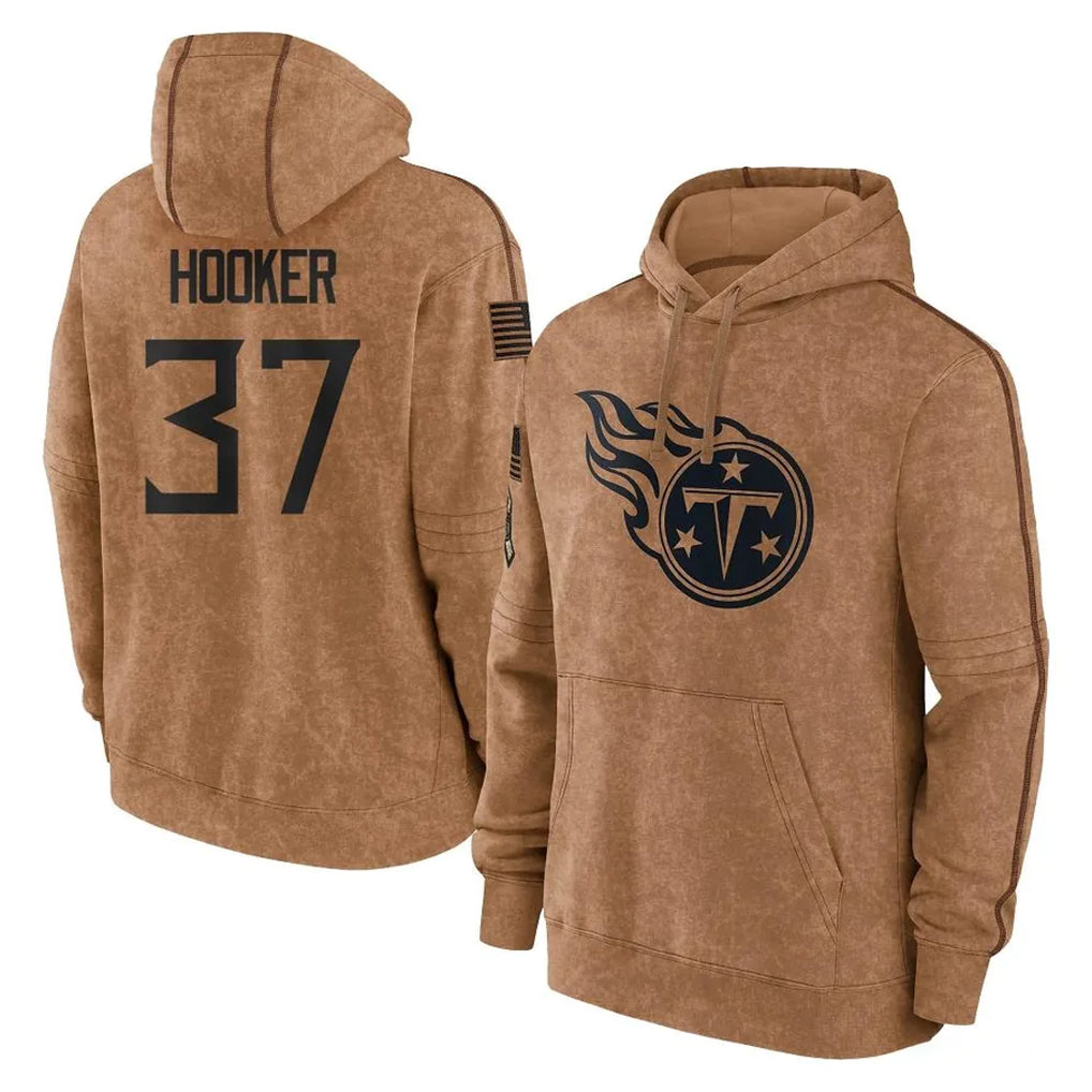 Vanessashop T.Titans #37 Amani Hooker Player Brown Salute To Service Club Pullover Hoodies Home Game Stitched Jerseys