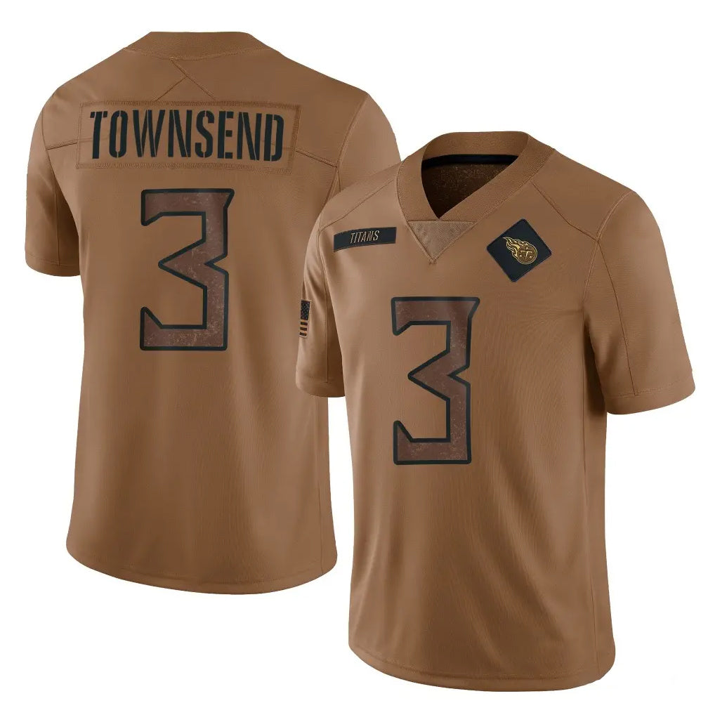 Vanessashop T.Titans #3 Tommy Townsend Player Brown Limited Salute to Service Home Game Stitched Jerseys