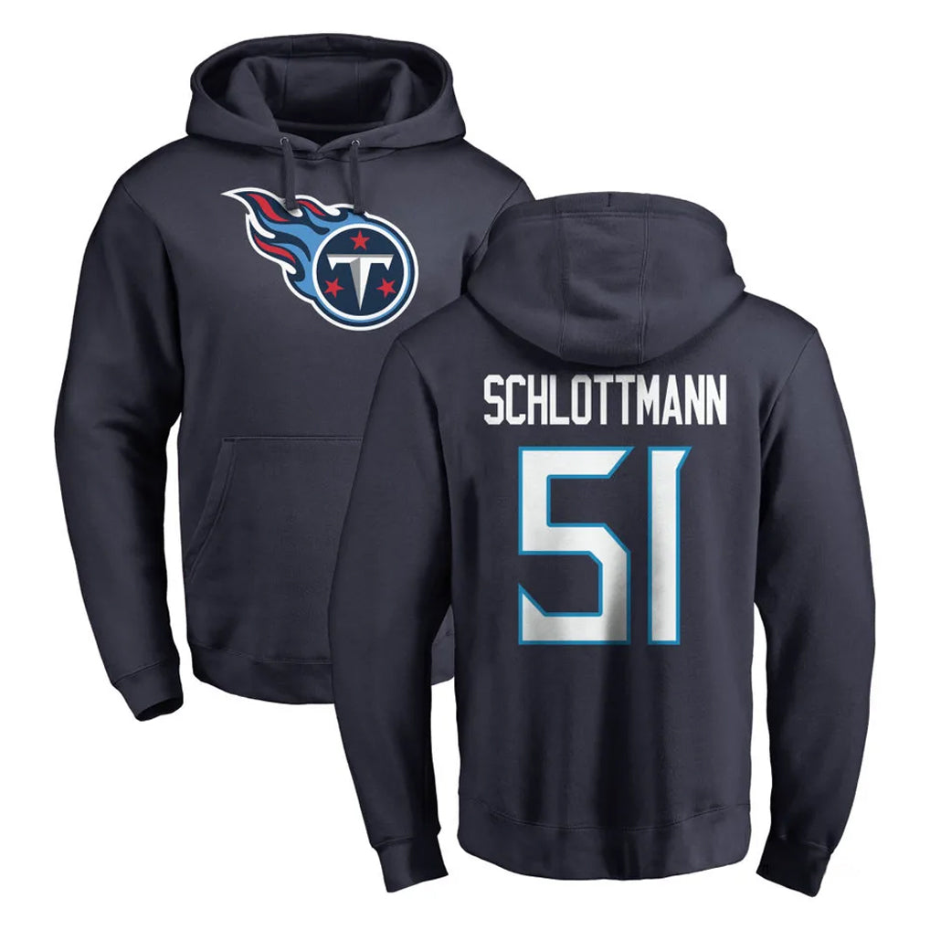 Vanessashop T.Titans #51 Austin Schlottmann Player Navy Logo Pullover Hoodies Home Game Stitched Jerseys