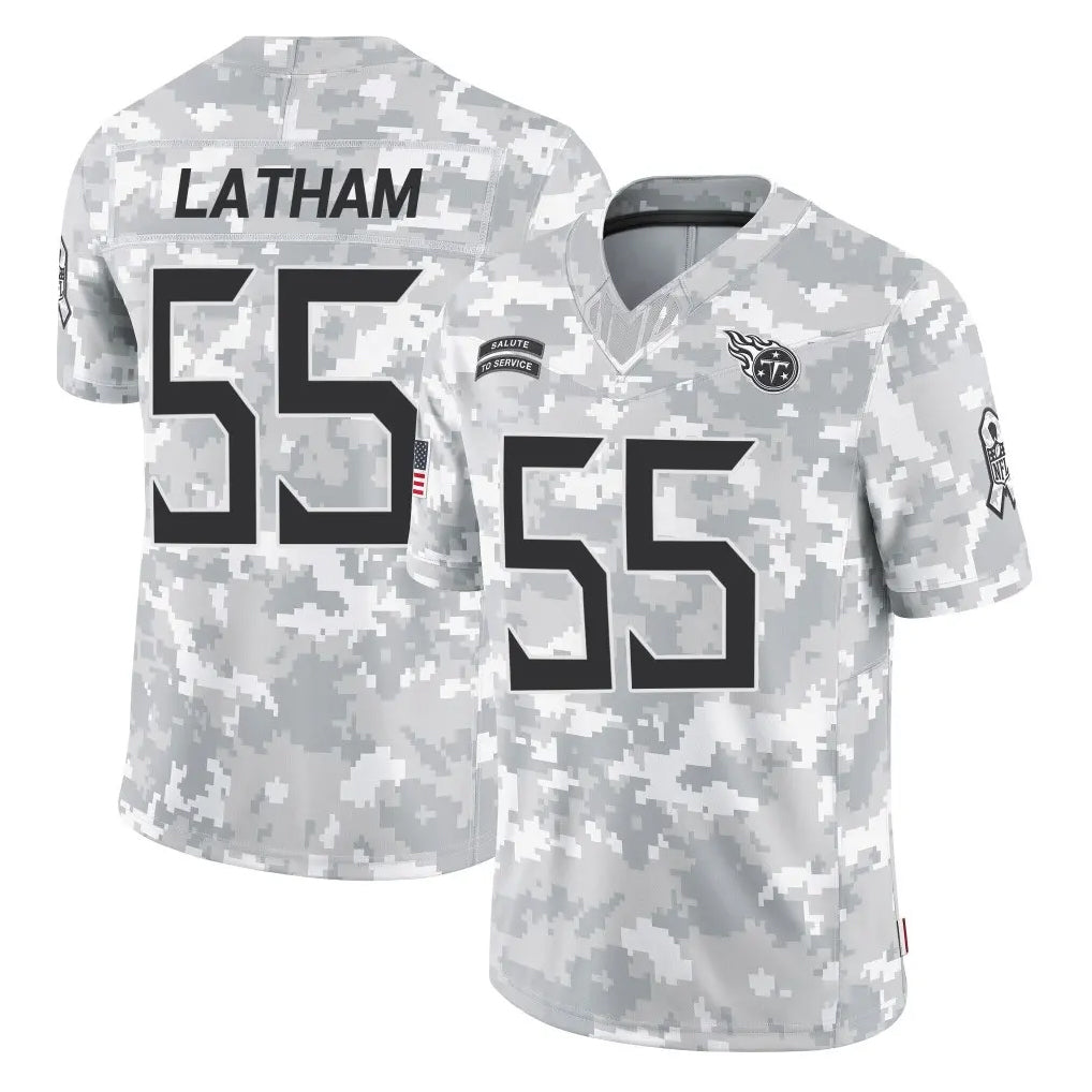 Vanessashop T.Titans #55 JC Latham Player Arctic Camo Limited Salute to Service Home Game Stitched Jerseys