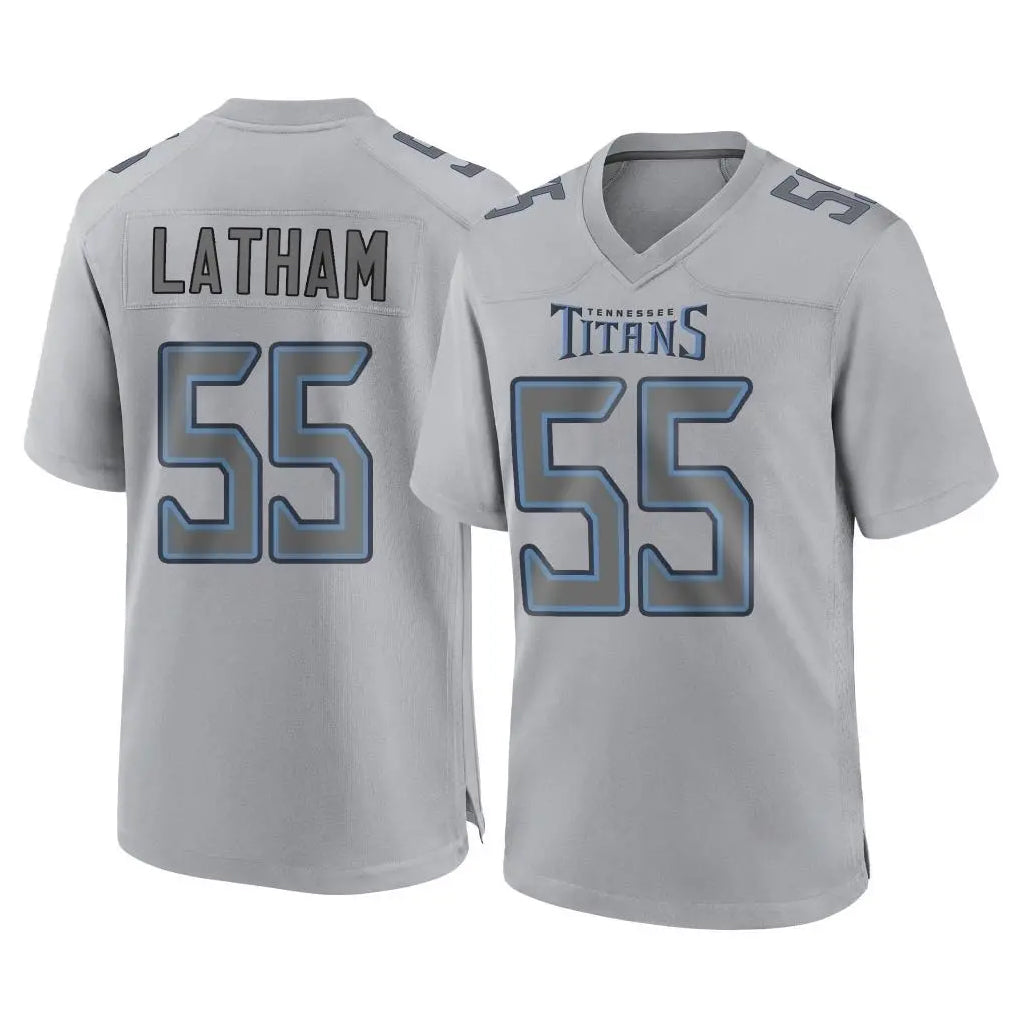 Vanessashop T.Titans #55 JC Latham Player Gray Atmosphere Fashion Home Game Stitched Jerseys