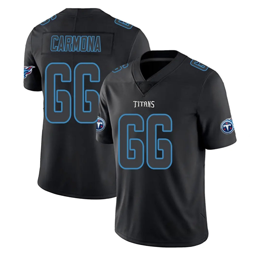 Vanessashop T.Titans #66 Fernando Carmona Jr. Player Black Impact Limited Home Game Stitched Jerseys