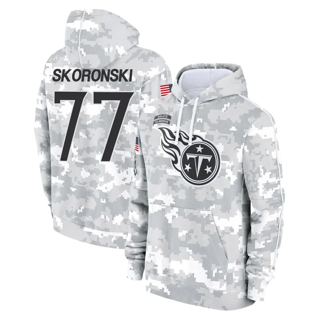 Vanessashop T.Titans #77 Peter Skoronski Player Camo Arctic Salute to Service Pullover Hoodies Home Game Stitched Jerseys