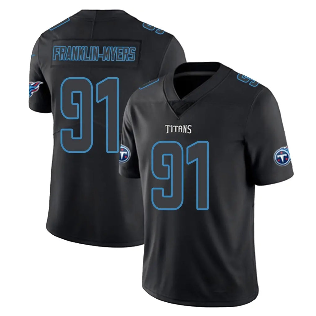 Vanessashop T.Titans #91 John Franklin-Myers Player Black Impact Limited Home Game Stitched Jerseys