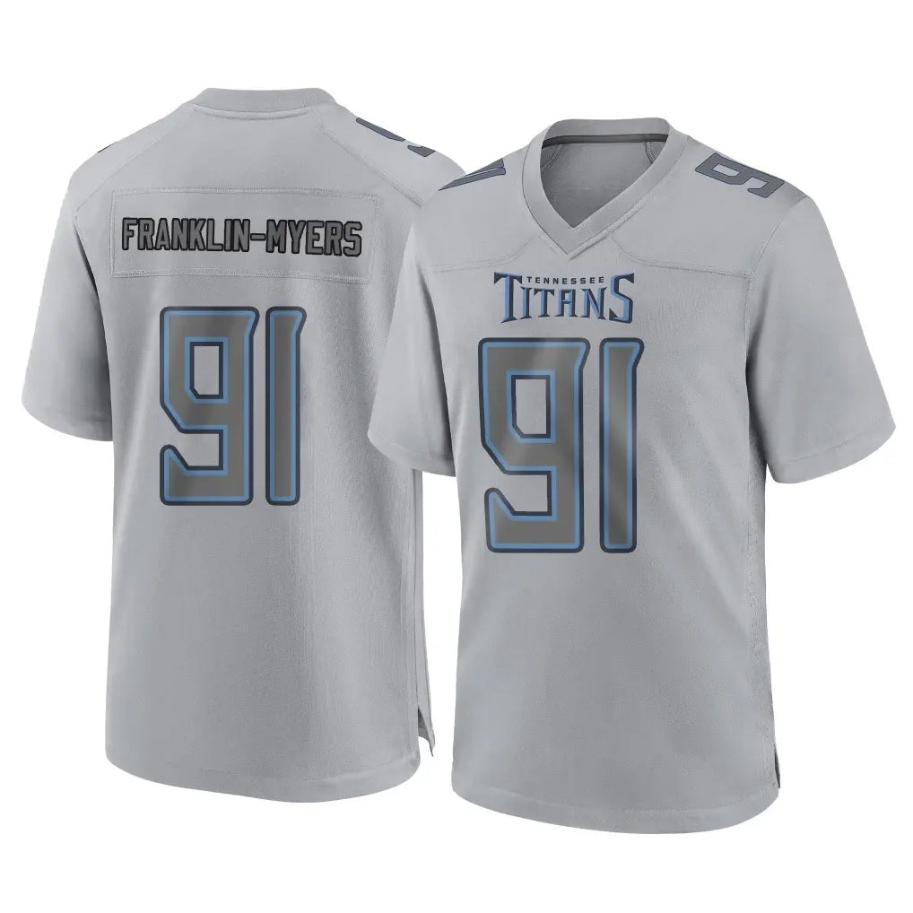 Vanessashop T.Titans #91 John Franklin-Myers Player Gray Atmosphere Fashion Home Game Stitched Jerseys