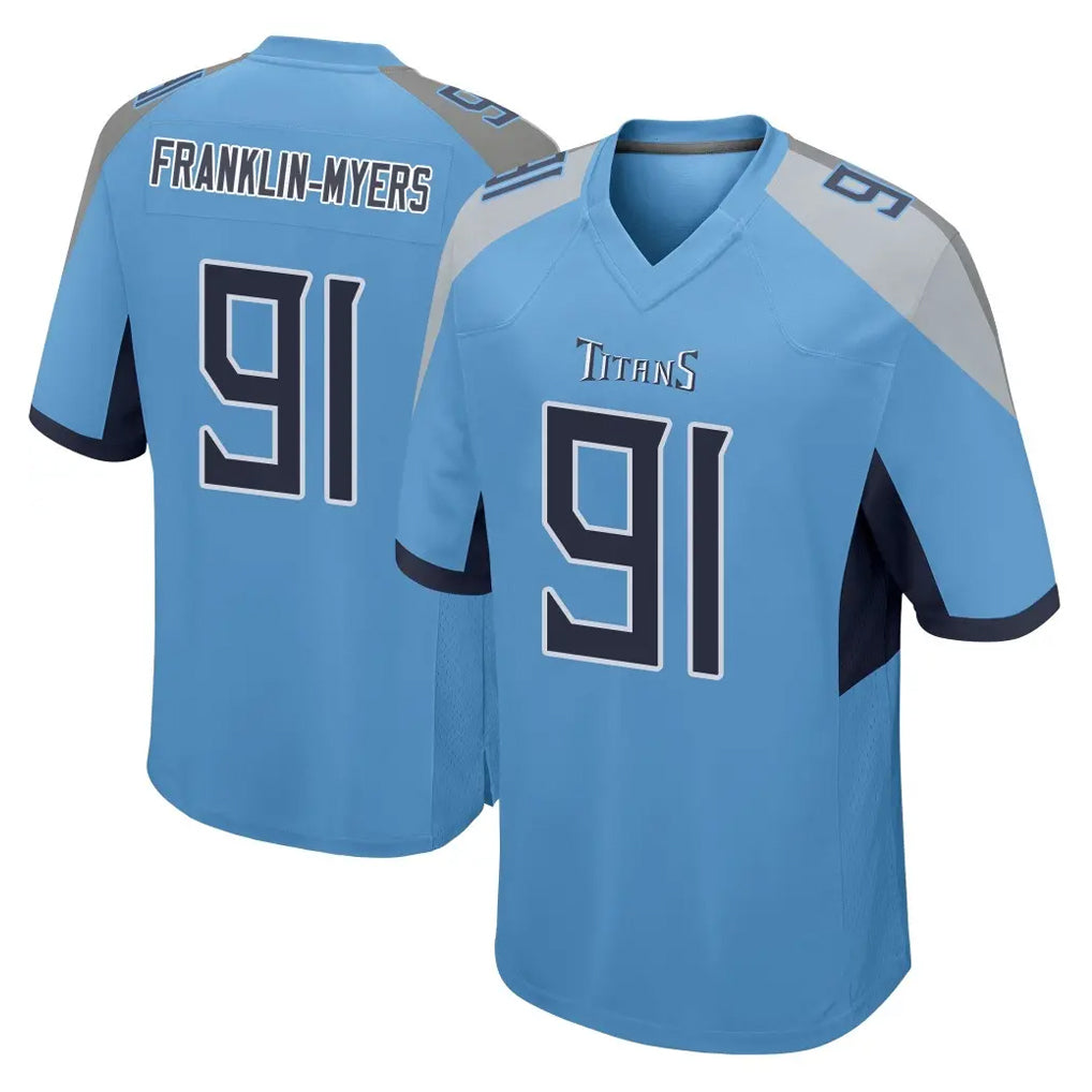Vanessashop T.Titans #91 John Franklin-Myers Player Light Blue Home Game Stitched Jerseys