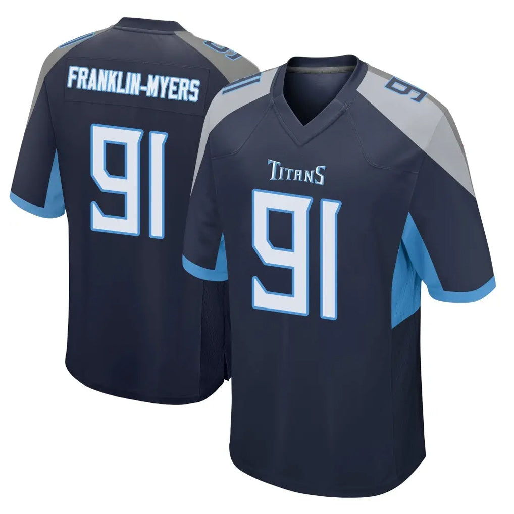 Vanessashop T.Titans #91 John Franklin-Myers Player Navy Home Game Stitched Jerseys