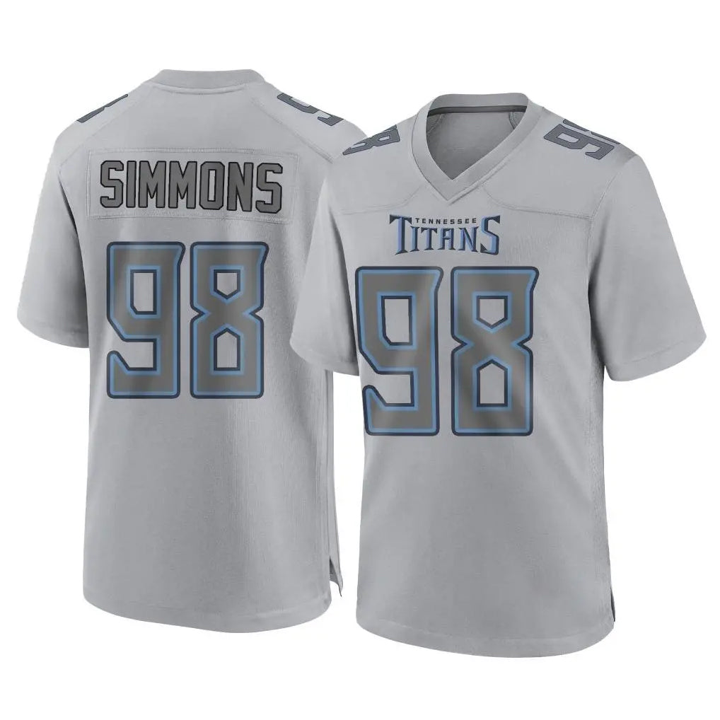 Vanessashop T.Titans #98 Jeffery Simmons Player Gray Atmosphere Fashion Home Game Stitched Jerseys