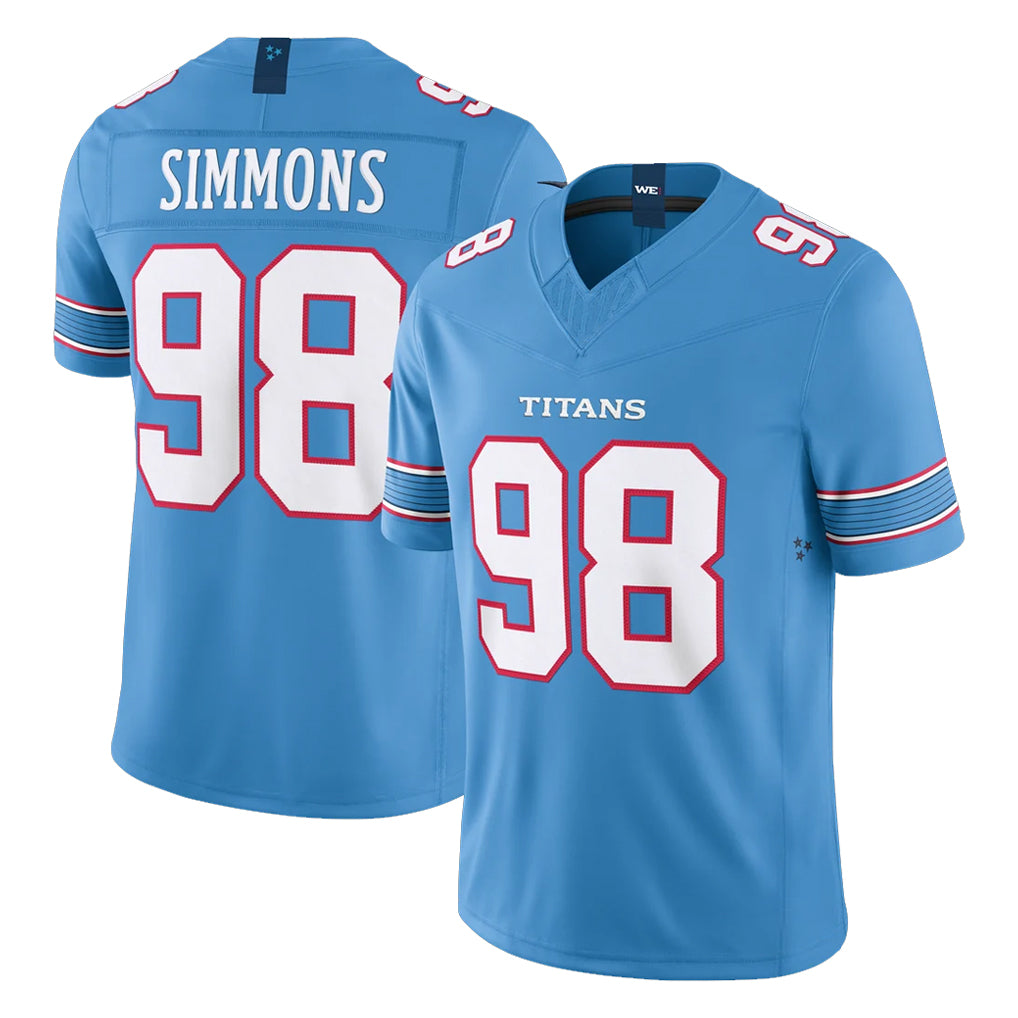 Vanessashop T.Titans #98 Jeffery Simmons Player Light Blue Team Vapor F.U.S.E. Limited Home Game Stitched Jerseys