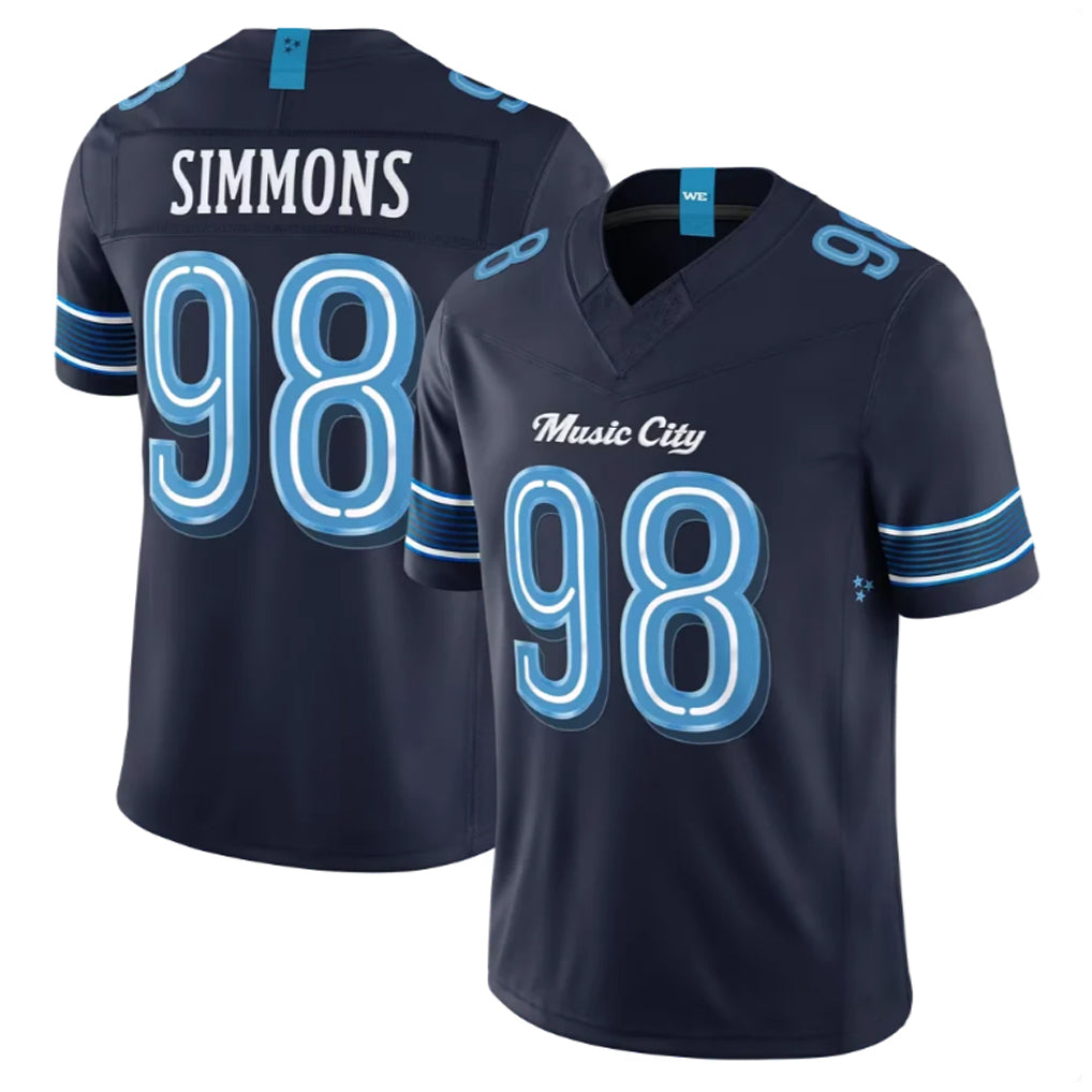 Vanessashop T.Titans #98 Jeffery Simmons Player Navy 2026 Rivalries Collection Limited Home Game Stitched Jerseys