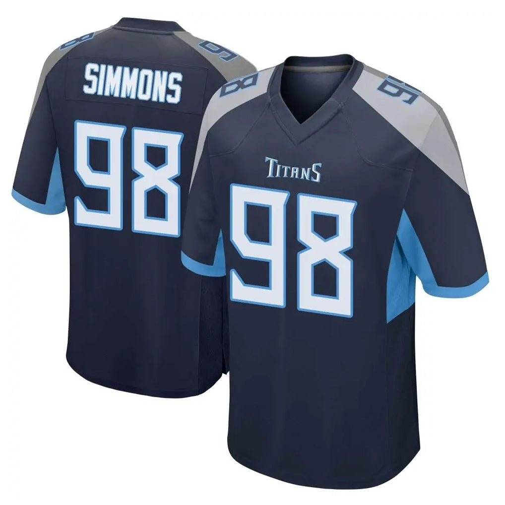 Vanessashop T.Titans #98 Jeffery Simmons Player Navy Home Game Stitched Jerseys