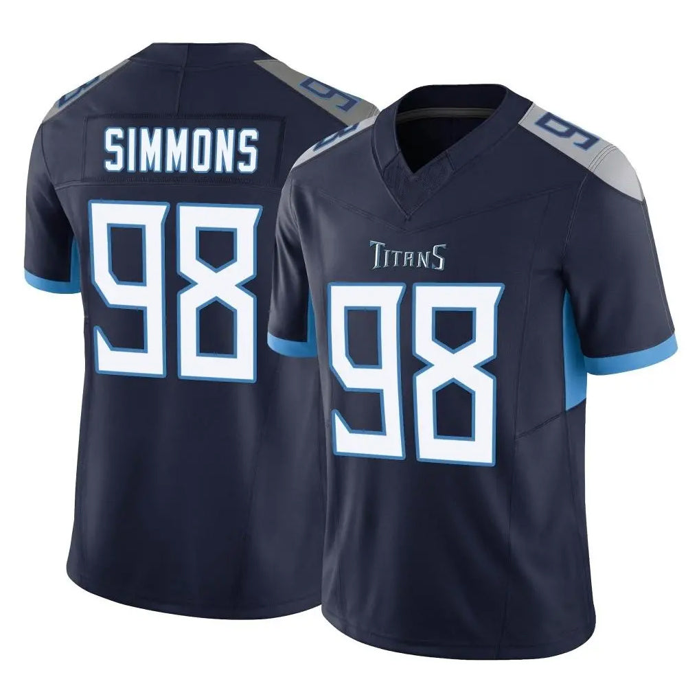 Vanessashop T.Titans #98 Jeffery Simmons Player Navy Limited Vapor F.U.S.E. Home Game Stitched Jerseys