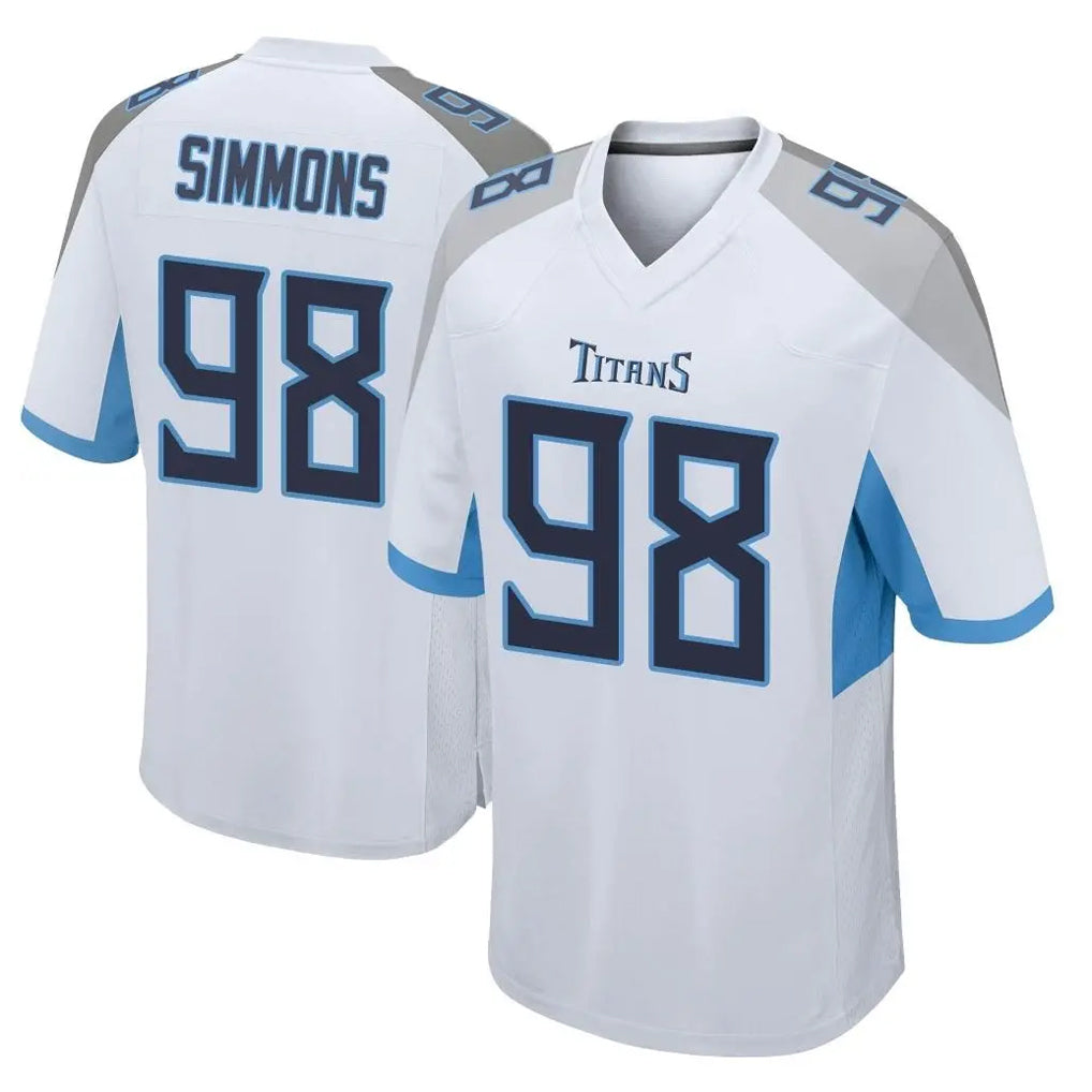 Vanessashop T.Titans #98 Jeffery Simmons Player White Home Game Stitched Jerseys