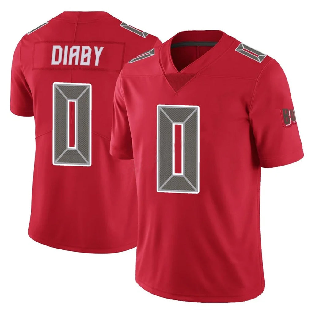 Vanessashop TB.Buccaneers #0 Yaya Diaby Player Red Limited Color Rush Home Game Stitched Jerseys