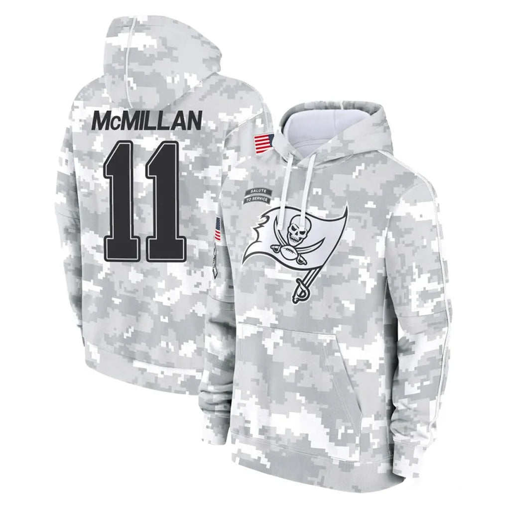 Vanessashop TB.Buccaneers #11 Jalen McMillan Player Arctic Camo Limited Salute to Service Pullover Hoodies Game Stitched Jerseys