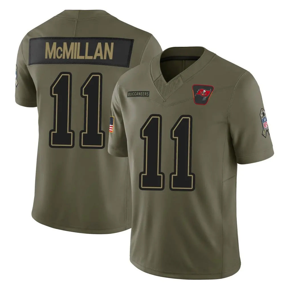 Vanessashop TB.Buccaneers #11 Jalen McMillan Player Olive 2025 Salute To Service Limited Home Game Stitched Jerseys