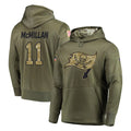 Vanessashop TB.Buccaneers #11 Jalen McMillan Player Olive Salute to Service Pullover Hoodie Home Game Stitched Jerseys