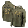 Vanessashop TB.Buccaneers #27 Zyon McCollum Player Olive Salute to Service Pullover Hoodie Home Game Stitched Jerseys