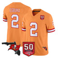 Vanessashop TB.Buccaneers #2 Emeka Egbuka Player Orange 50th Season Vapor Limited Home Game Stitched Jerseys