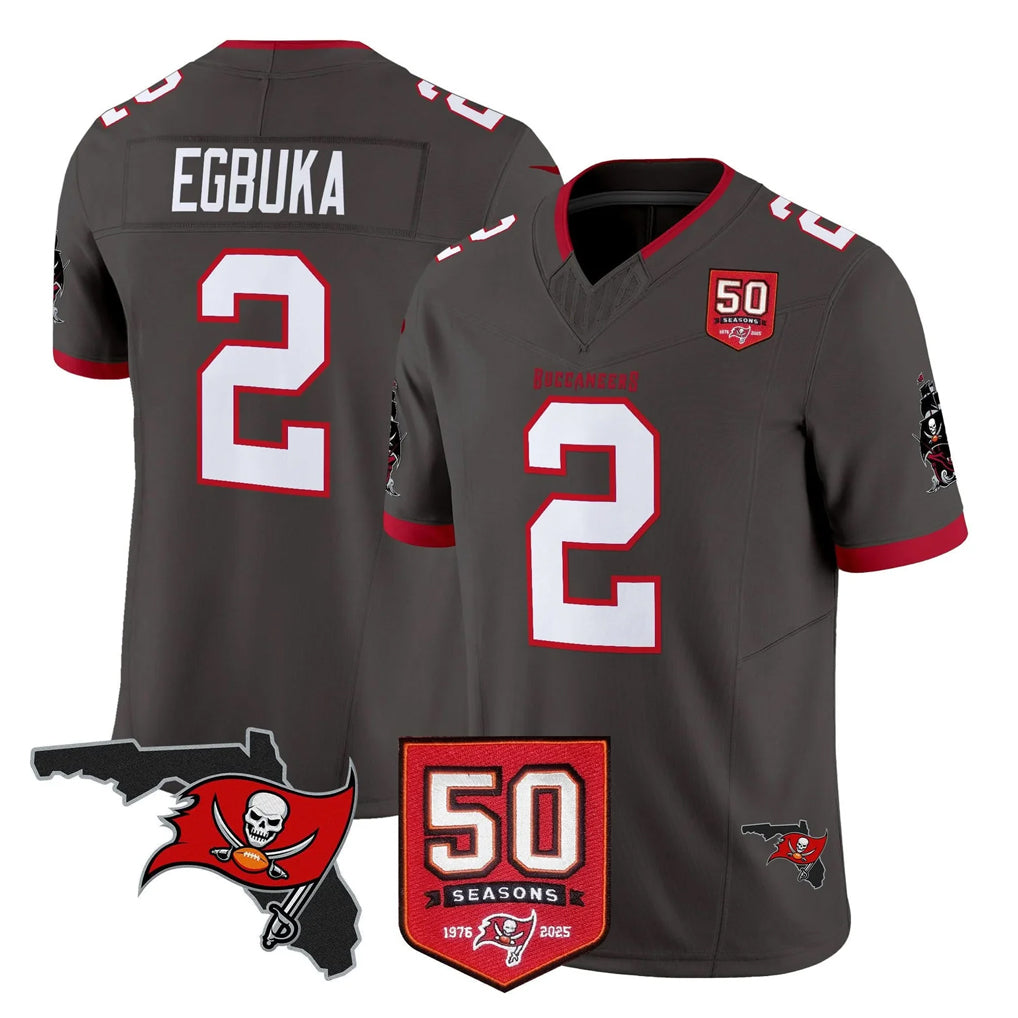 Vanessashop TB.Buccaneers #2 Emeka Egbuka Player Pewter Limited 2026 Season Vapor F.U.S.E. Home Game Stitched Jerseys