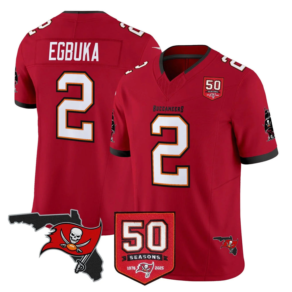Vanessashop TB.Buccaneers #2 Emeka Egbuka Player Red Limited 2026 Season Vapor F.U.S.E. Home Game Stitched Jerseys