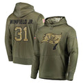 Vanessashop TB.Buccaneers #31 Antoine Winfield Jr. Player Olive Salute to Service Pullover Hoodie Home Game Stitched Jerseys