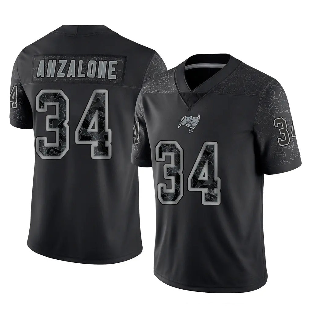 Vanessashop TB.Buccaneers #34 Alex Anzalone Player Black Reflective Limited Home Game Stitched Jerseys