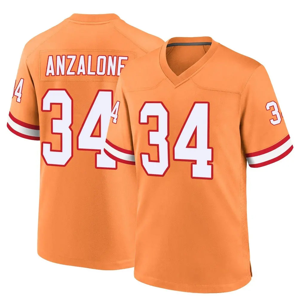 Vanessashop TB.Buccaneers #34 Alex Anzalone Player Orange Throwback Home Game Stitched Jerseys