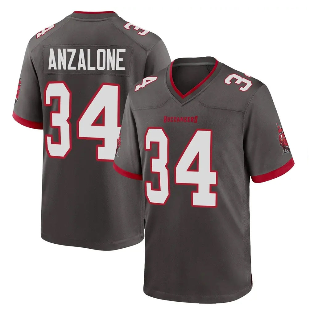 Vanessashop TB.Buccaneers #34 Alex Anzalone Player Pewter Alternate Home Game Stitched Jerseys