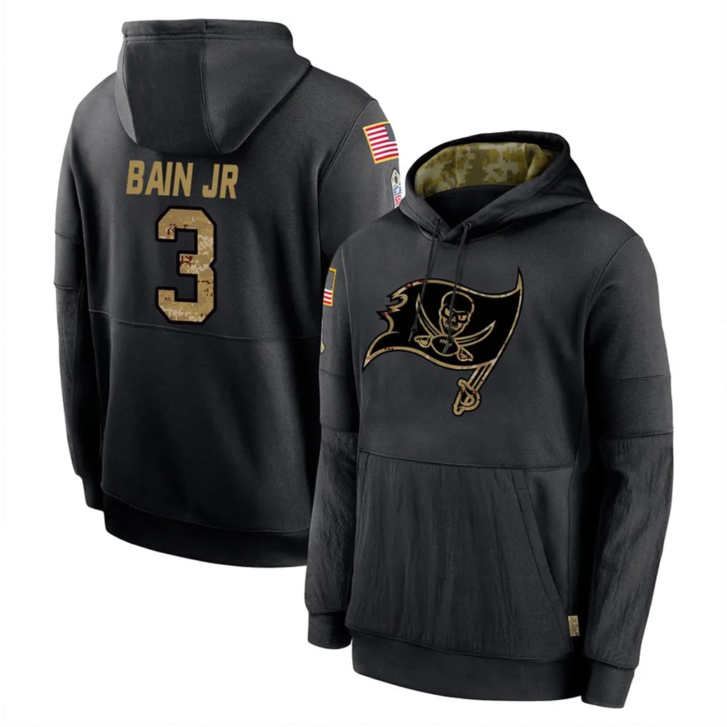 Vanessashop TB.Buccaneers #3 Rueben Bain Jr. Player Black Salute to Service Sideline Performance Pullover Hoodies Home Game Stitched Jerseys