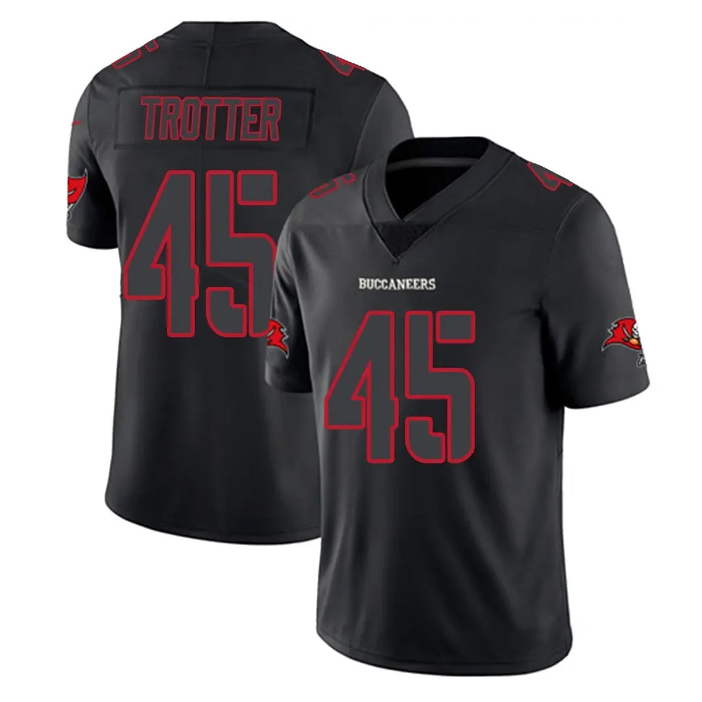 Vanessashop TB.Buccaneers #45 Josiah Trotte Player Black Impact Limited Home Game Stitched Jerseys