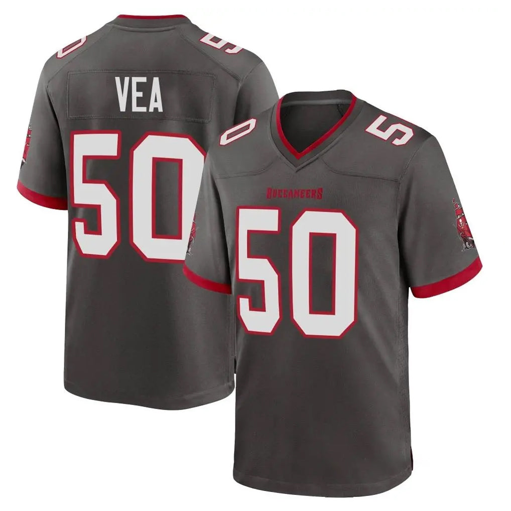 Vanessashop TB.Buccaneers #50 Vita Vea Player Pewter Alternate Home Game Stitched Jerseys