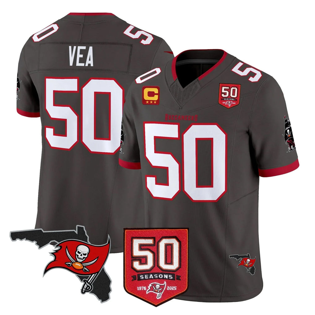 Vanessashop TB.Buccaneers #50 Vita Vea Player Pewter Limited 2026 Season Vapor F.U.S.E. Home Game Stitched Jerseys