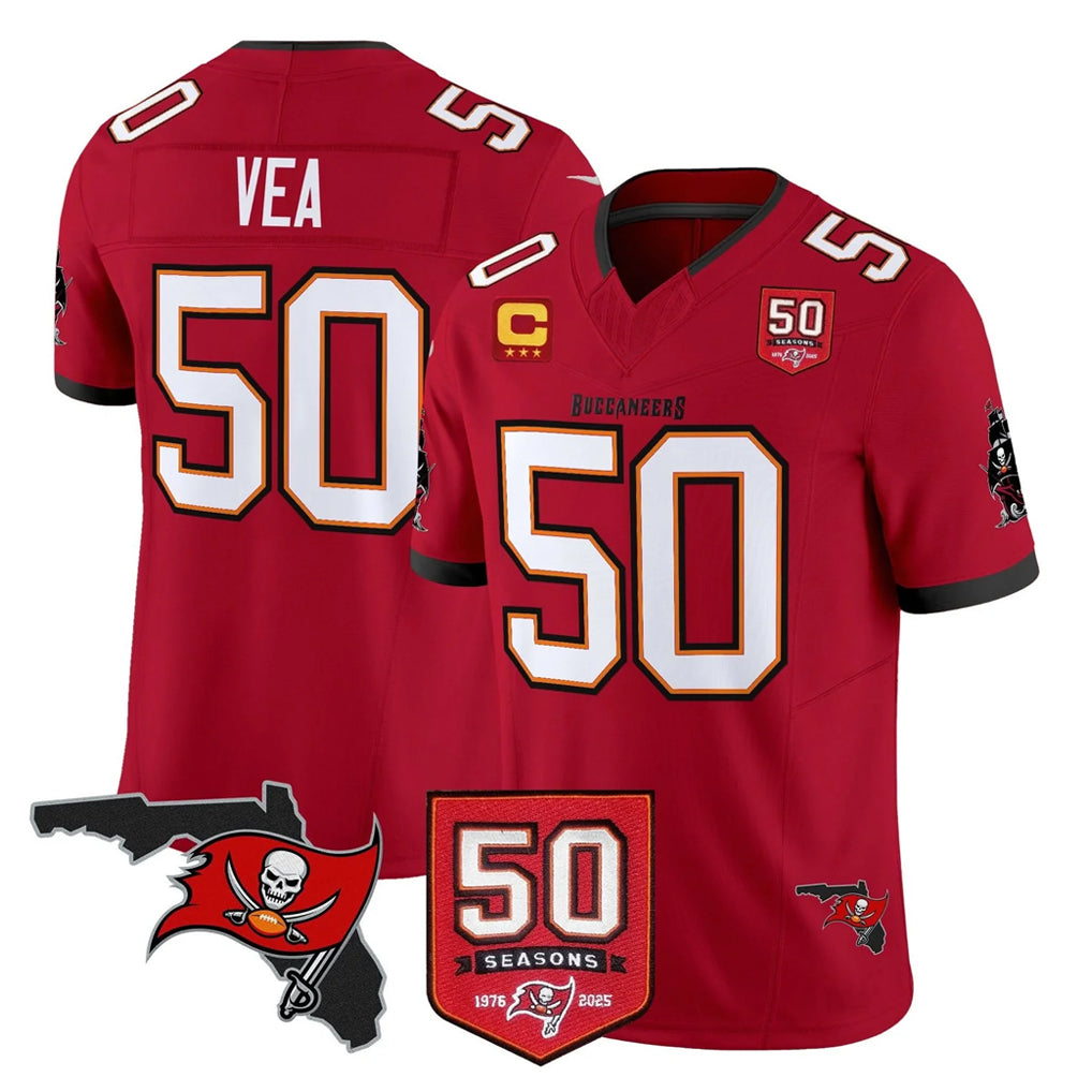 Vanessashop TB.Buccaneers #50 Vita Vea Player Red Limited 2026 Season Vapor F.U.S.E. Home Game Stitched Jerseys