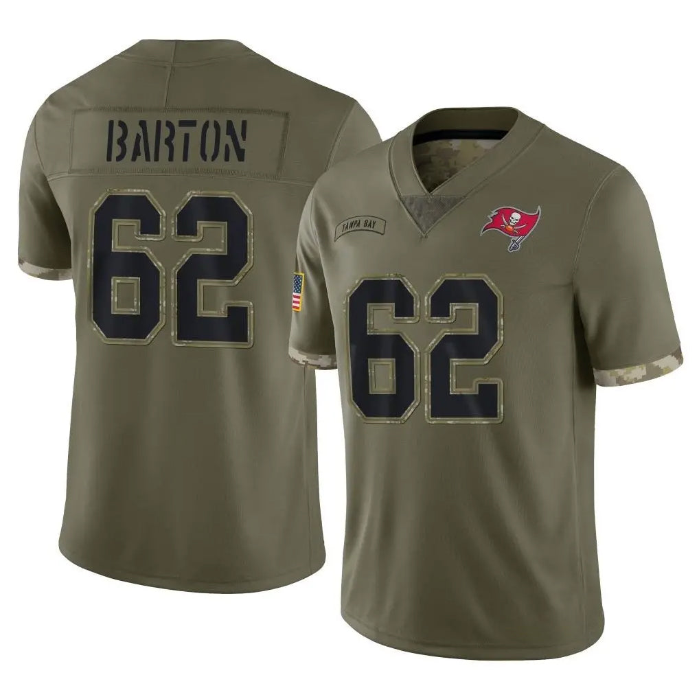 Vanessashop TB.Buccaneers #62 Graham Barton Player Olive Limited Salute To Service Home Game Stitched Jerseys