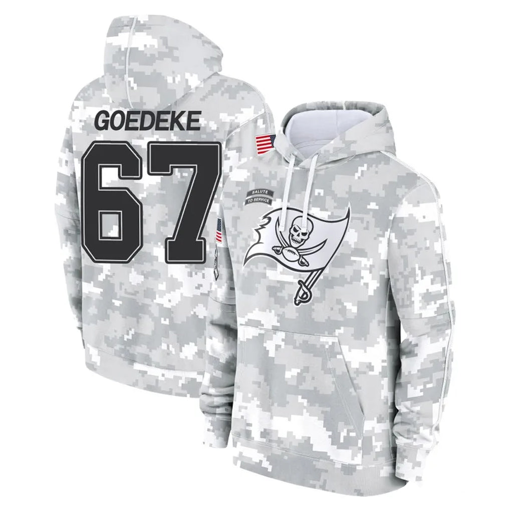 Vanessashop TB.Buccaneers #67 Luke Goedeke Player Arctic Camo Limited Salute to Service Pullover Hoodies Game Stitched Jerseys