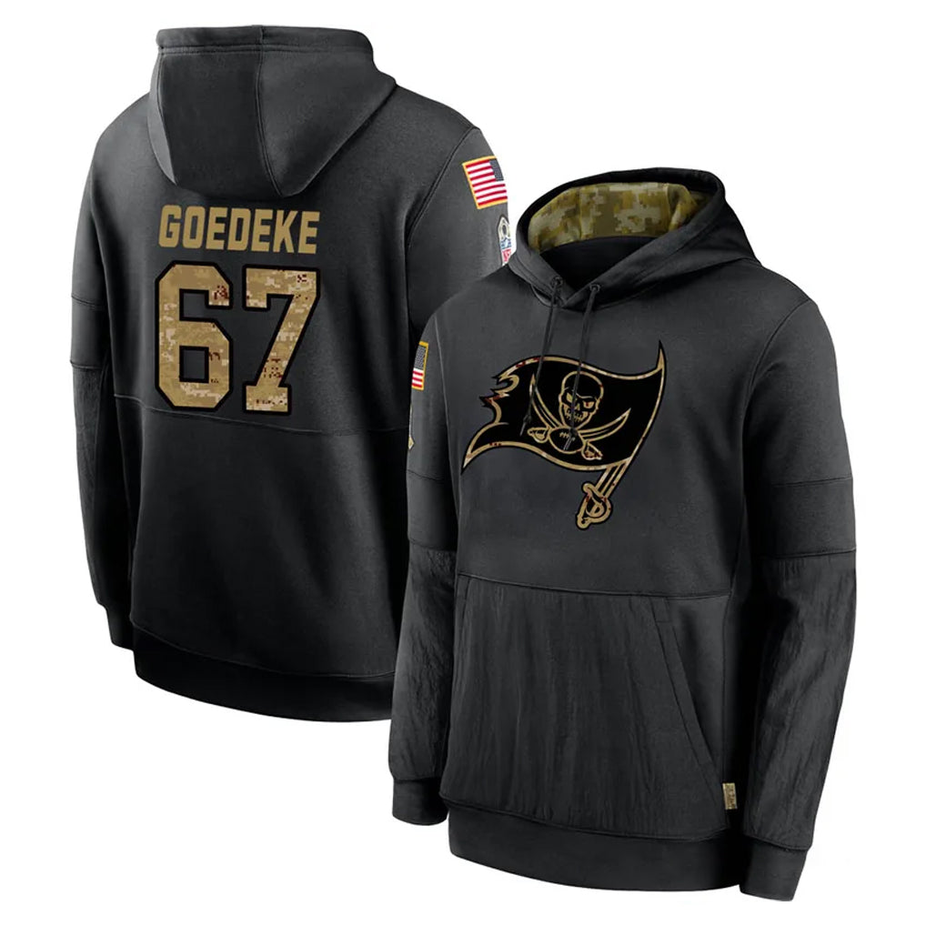Vanessashop TB.Buccaneers #67 Luke Goedeke Player Black Salute to Service Sideline Performance Pullover Hoodies Home Game Stitched Jerseys