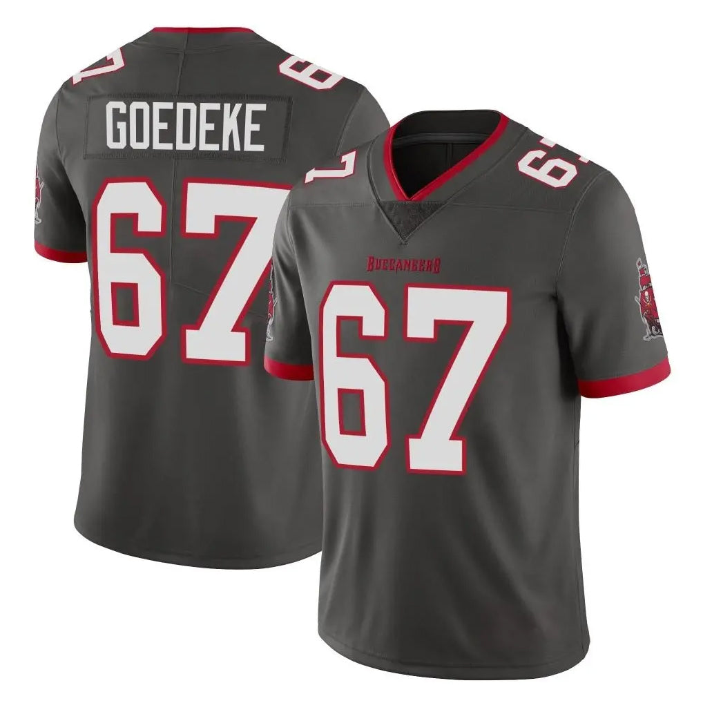 Vanessashop TB.Buccaneers #67 Luke Goedeke Player Pewter Limited Alternate Vapor Home Game Stitched Jerseys