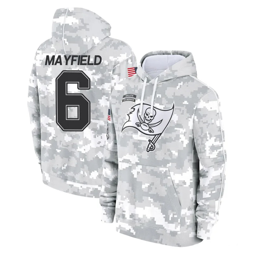 Vanessashop TB.Buccaneers #6 Baker Mayfield Player Arctic Camo Limited Salute to Service Pullover Hoodies Game Stitched Jerseys