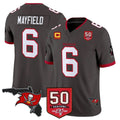 Vanessashop TB.Buccaneers #6 Baker Mayfield Player Pewter 50th Season Vapor Limited Home Game Stitched Jerseys