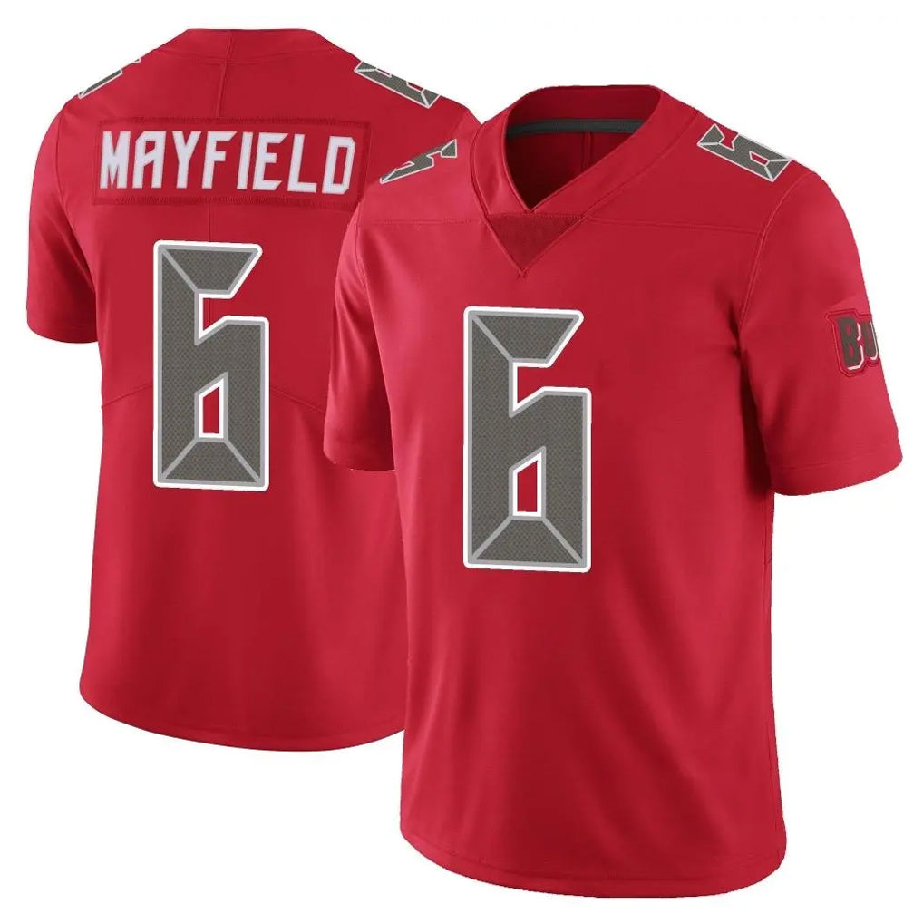 Vanessashop TB.Buccaneers #6 Baker Mayfield Player Red Limited Color Rush Home Game Stitched Jerseys