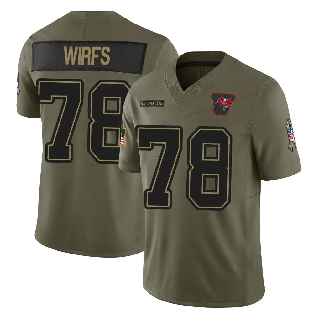 Vanessashop TB.Buccaneers #78 Tristan Wirfs Player Olive 2025 Salute To Service Limited Home Game Stitched Jerseys