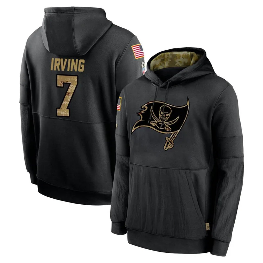 Vanessashop TB.Buccaneers #7 Bucky Irving Player Black Salute to Service Sideline Performance Pullover Hoodies Home Game Stitched Jerseys