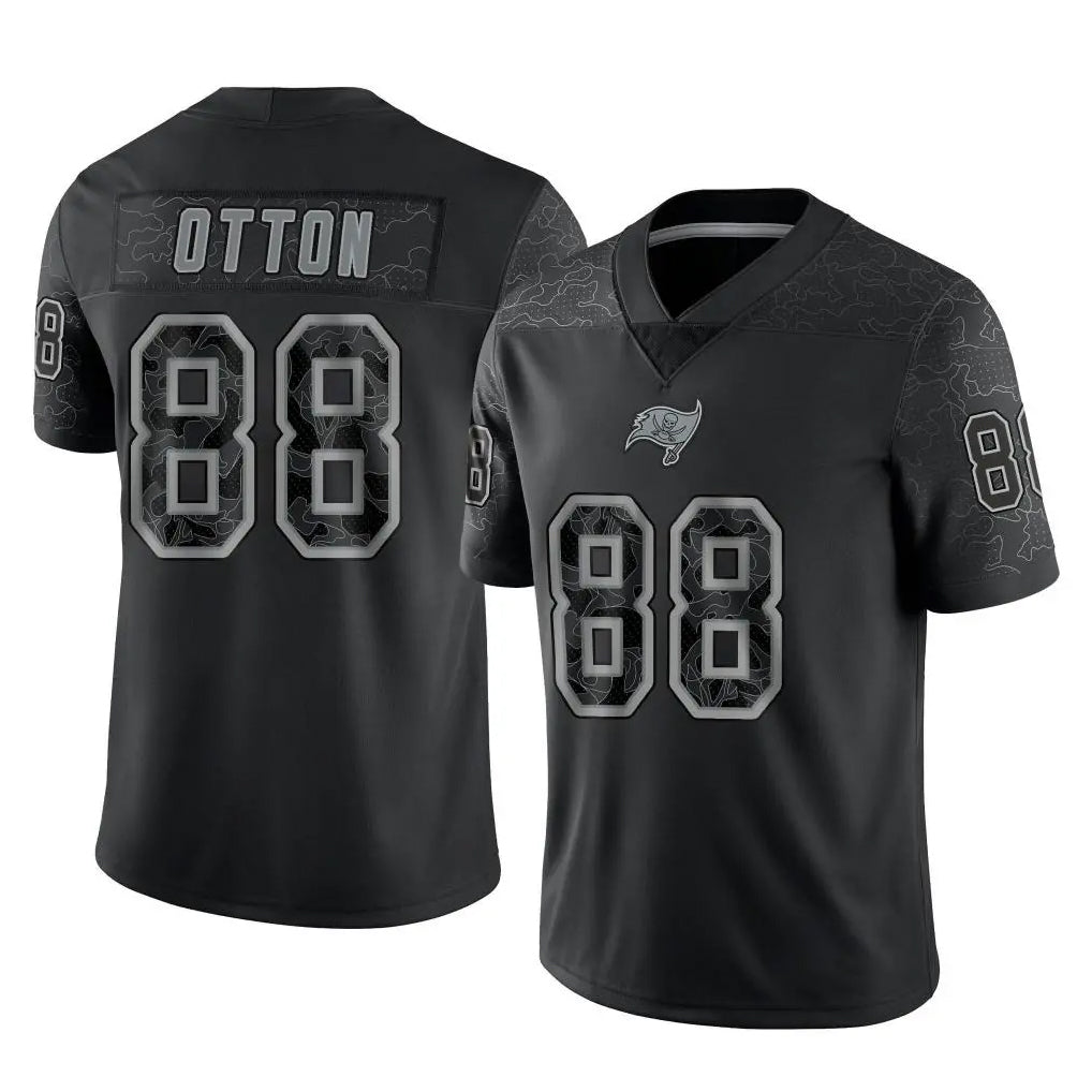 Vanessashop TB.Buccaneers #88 Cade Otton Player Black Reflective Limited Home Game Stitched Jerseys