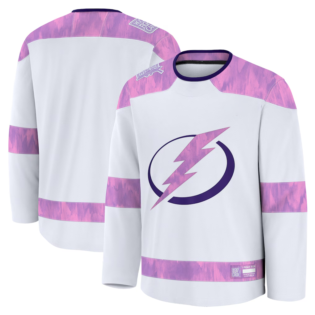 Vanessashop TB.Lightning White 2024 Hockey Fights Cancer Practice Jerseys